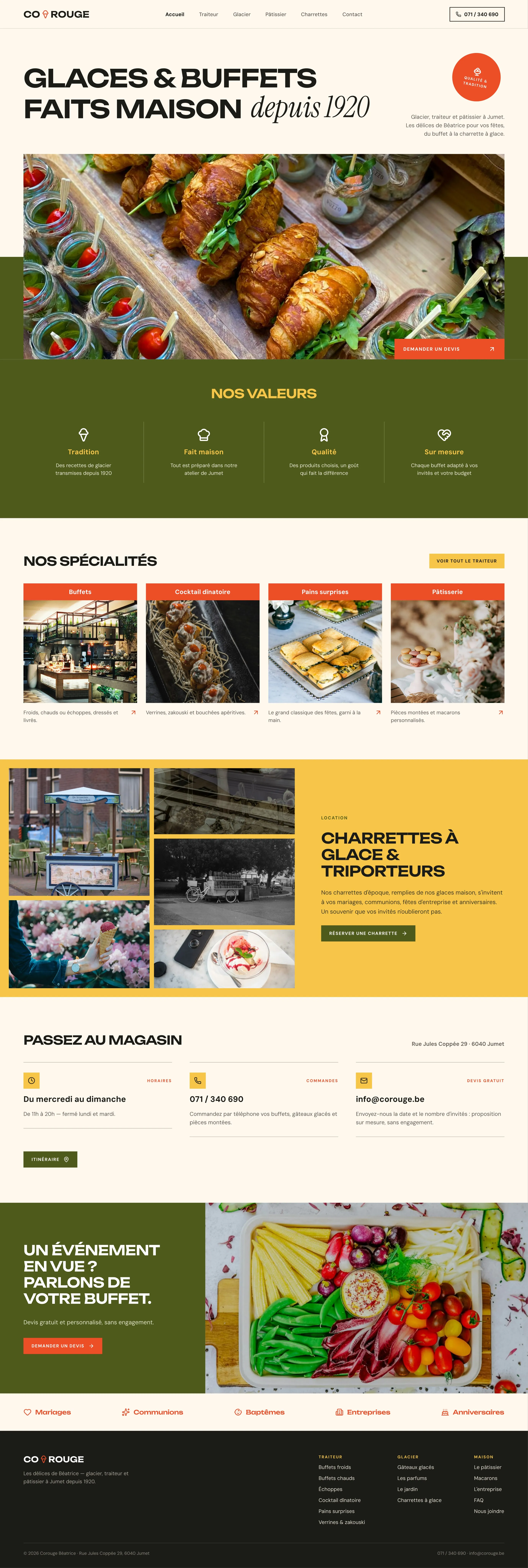 Capture du site Corouge glacier-traiteur, partie 1