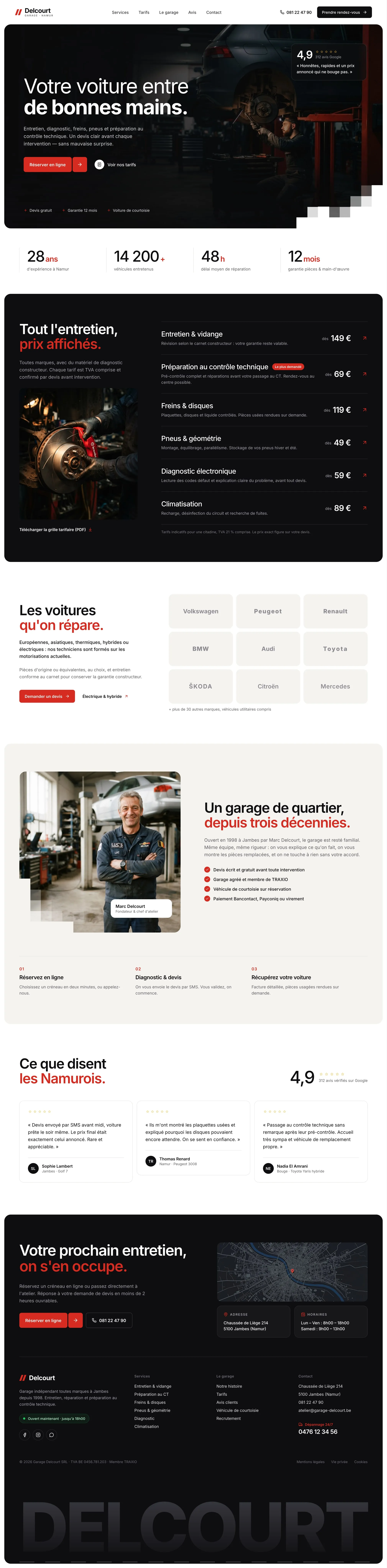 Capture du site Delcourt garage, partie 1