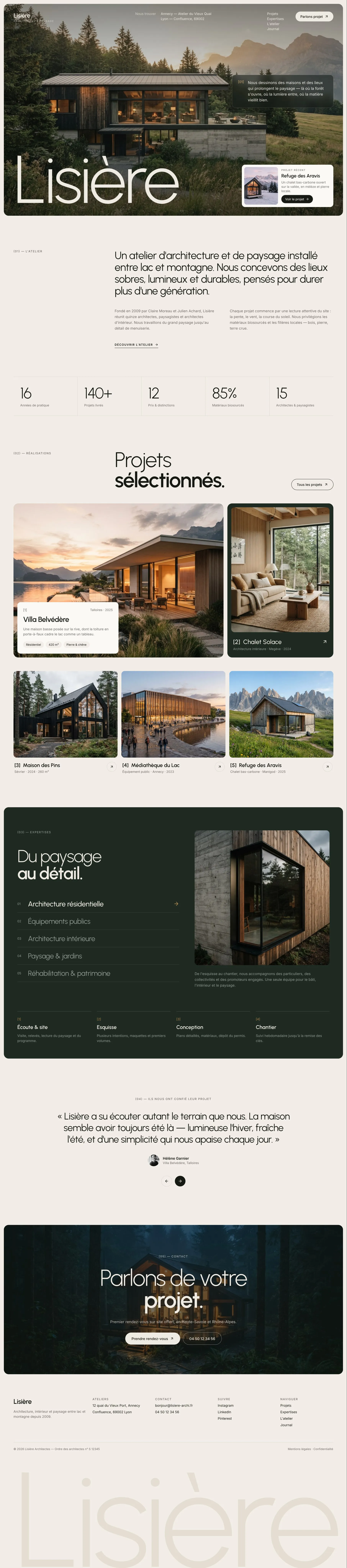 Capture du site Lisière architectes, partie 1